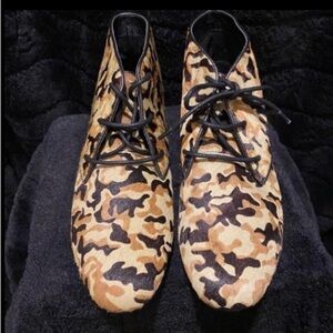 🆒Vintage HAIRCALF Camouflage Lace-Up booties
